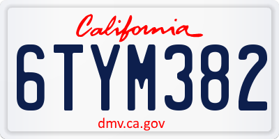 CA license plate 6TYM382