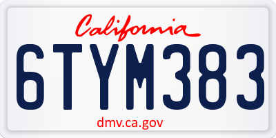 CA license plate 6TYM383