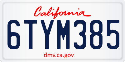 CA license plate 6TYM385