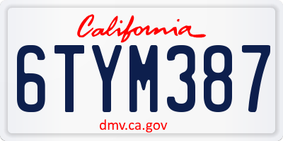 CA license plate 6TYM387