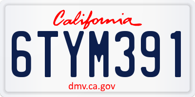 CA license plate 6TYM391