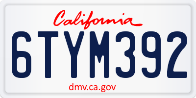 CA license plate 6TYM392