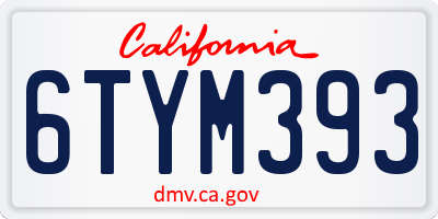 CA license plate 6TYM393