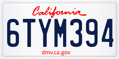 CA license plate 6TYM394