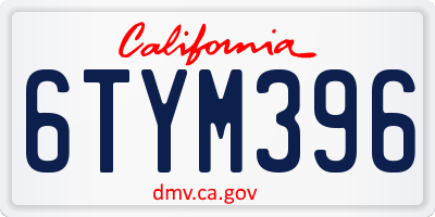 CA license plate 6TYM396