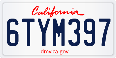 CA license plate 6TYM397