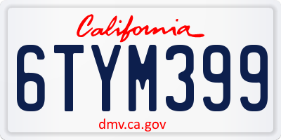 CA license plate 6TYM399