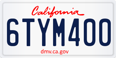 CA license plate 6TYM400