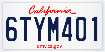 CA license plate 6TYM401