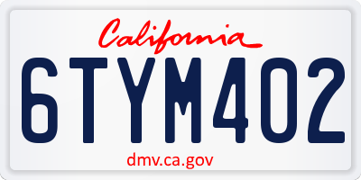 CA license plate 6TYM402