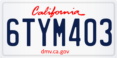 CA license plate 6TYM403