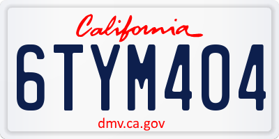 CA license plate 6TYM404