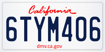 CA license plate 6TYM406