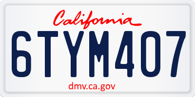 CA license plate 6TYM407