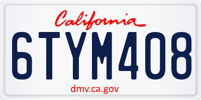 CA license plate 6TYM408