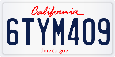 CA license plate 6TYM409