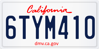 CA license plate 6TYM410