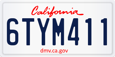 CA license plate 6TYM411