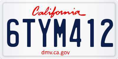 CA license plate 6TYM412