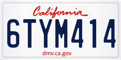 CA license plate 6TYM414