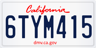 CA license plate 6TYM415