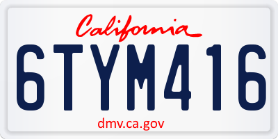 CA license plate 6TYM416