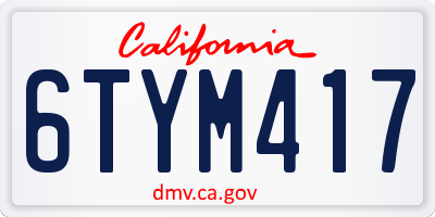 CA license plate 6TYM417