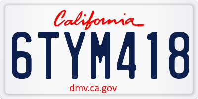 CA license plate 6TYM418