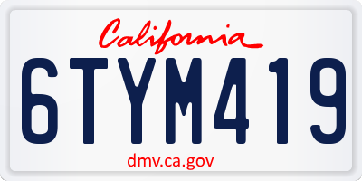 CA license plate 6TYM419
