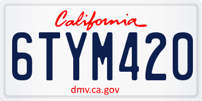 CA license plate 6TYM420