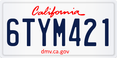 CA license plate 6TYM421