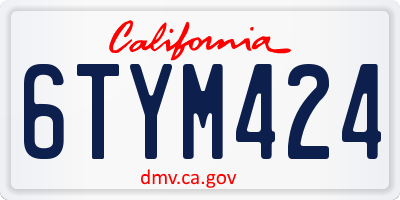 CA license plate 6TYM424
