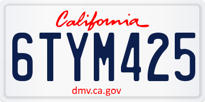 CA license plate 6TYM425