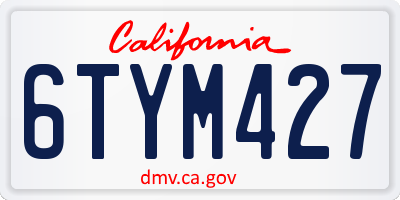 CA license plate 6TYM427