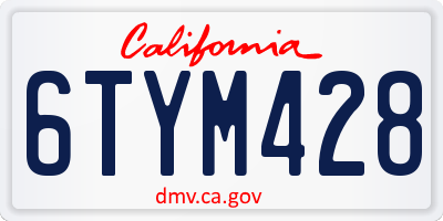 CA license plate 6TYM428