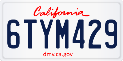 CA license plate 6TYM429