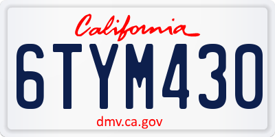 CA license plate 6TYM430