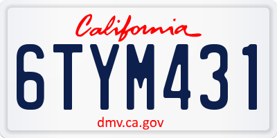CA license plate 6TYM431