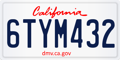 CA license plate 6TYM432