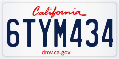 CA license plate 6TYM434