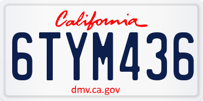 CA license plate 6TYM436