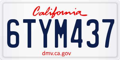 CA license plate 6TYM437