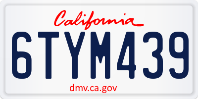 CA license plate 6TYM439
