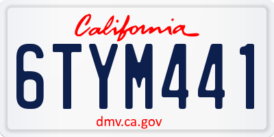 CA license plate 6TYM441