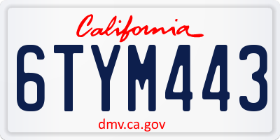 CA license plate 6TYM443