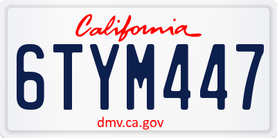 CA license plate 6TYM447