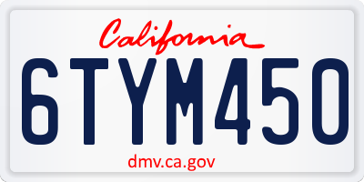 CA license plate 6TYM450