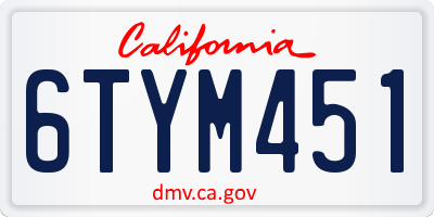 CA license plate 6TYM451