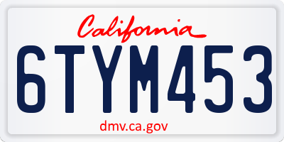 CA license plate 6TYM453