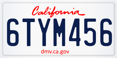 CA license plate 6TYM456